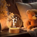 Personalisiertes Niedliches Tier Hund Katze LED-Nachtlicht mit Namen und Holzsockel Kinderzimmer Deko Geburtstagsgeschenk für Kinder Tierliebhaber