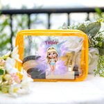Sac Cosmétique Transparent Personalisé avec Nom et Personnage Cartoon Accessoire Estival de Vacances Cadeau pour Femme Fille