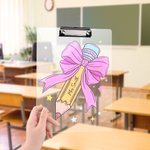 Personlig stjerneblyant med rosa sløyfe Akryl utklippstavle med tekst Skolemateriell Tilbake til skolen Oppskattingsgave til lærere