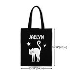 Personalized Glow-In-The-Dark Bat Cat Pumpkin Spider Canvas Sweets Bag with Name Reusable Accessories Halloween Gift for Kids Family Friends