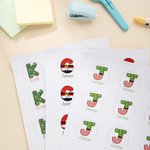 Personalised Santa Coloured Lights Letter Waterproof Stickers Initial Name Labels for DIY Gift Decoration Cute Christmas Festival Party Favors for Kids