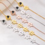 Personlig Paw Print Design Photo Projection Armbånd med 1-5 navn Dainty Smykker Pet's Day Bursdagsgave til kvinner kjæledyrelskere eiere