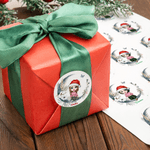 Personalized Moon Floral Santa Hat Cartoon Character Waterproof Stickers Labels with Name Gift Decor Christmas Party Favors for Family Kid
