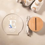 Personalisiertes Niedliches Tier Hund Katze LED-Nachtlicht mit Namen und Holzsockel Kinderzimmer Deko Geburtstagsgeschenk für Kinder Tierliebhaber