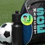 Personlig 3D-fotbollskaraktär i akryl Väsklapp med namn och initialer Skolstart Födelsedagspresent för pojkar Flickor