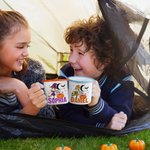 Personalized Moon Pumpkin Halloween Cartoon Character 12 oz Enamel Cup with Name Halloween Party Gift for Boys Girls