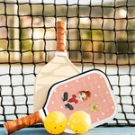 Henkilökohtainen sarjakuva tyttö syntymä kukka vetoketju Pickleball mela suojaava kansi nimi ja roikkuu Clip syntymäpäivälahja Pickleball ystäville Pickleball Lovers