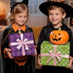 Personalized Halloween Theme Wrapping Paper with Name Birthday Halloween DIY Craft Packaging Gift Decor for Family Friends
