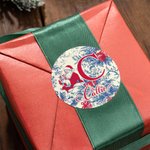 Personalizado Toile De Jouy Estilo Santa Claus Pegatinas impermeables con nombre e inicial Navidad Festival Fiesta Regalo para amigos de la familia
