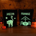 Personalized Glow-In-The-Dark Bat Cat Pumpkin Spider Canvas Sweets Bag with Name Reusable Accessories Halloween Gift for Kids Family Friends