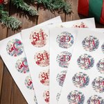 Personalizado Toile De Jouy Estilo Santa Claus Pegatinas impermeables con nombre e inicial Navidad Festival Fiesta Regalo para amigos de la familia