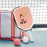 Henkilökohtainen sarjakuva tyttö syntymä kukka vetoketju Pickleball mela suojaava kansi nimi ja roikkuu Clip syntymäpäivälahja Pickleball ystäville Pickleball Lovers