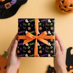 Personalized Halloween Theme Wrapping Paper with Name Birthday Halloween DIY Craft Packaging Gift Decor for Family Friends