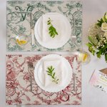 Tovaglietta personalizzata in stile vintage con stampa francese Toile de Jouy nome e iniziale decor per tavola regalo di nozze per famiglia