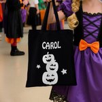 Personalized Glow-In-The-Dark Bat Cat Pumpkin Spider Canvas Sweets Bag with Name Reusable Accessories Halloween Gift for Kids Family Friends