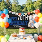 Personligt flerfärgat Happy Birthday-banner med 2 foton och namn Heminredning Födelsedagspresent till vänner familj