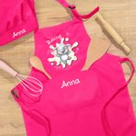 Grembiule personalizzato per bambini con nome e disegno animale carino, cappello da chef regolabile - Regalo ideale per compleanni e attività creative