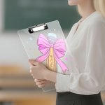 Personlig stjerneblyant med rosa sløyfe Akryl utklippstavle med tekst Skolemateriell Tilbake til skolen Oppskattingsgave til lærere