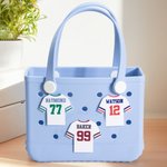 Personalisierte Fußballtrikot Tasche Charm Button mit Namen und Nummer Zubehör für Bogg Game Team Geburtstag Geschenk für Sportliebhaber