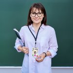 Gepersonaliseerde Cartoon Leraar Karakter PU lederen ID-kaart houder met sleutelkoord en tekst Teacher's Day Waardering Gift voor leraar