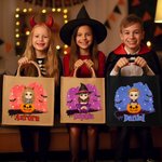 Personalisierte Halloween Fledermaus Cartoon Charakter große Kapazität Tragetasche mit Namen Halloween Party Geschenk für Kinder