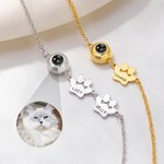 Personlig Paw Print Design Photo Projection Armbånd med 1-5 navn Dainty Smykker Pet's Day Bursdagsgave til kvinner kjæledyrelskere eiere