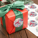 Personalizado Toile De Jouy Estilo Santa Claus Pegatinas impermeables con nombre e inicial Navidad Festival Fiesta Regalo para amigos de la familia
