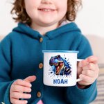 Design Your Favorite Dinosaur and Make Every Sip Special - Personalized 12 oz Name Enamel Mug