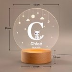Veilleuse LED Personnalisée avec Nom Initiale et Motif d'Animal Décoration de Chambre Lumières Douces Cadeau Anniversaire pour Enfant