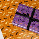 Personalized Halloween Theme Wrapping Paper with Name Birthday Halloween DIY Craft Packaging Gift Decor for Family Friends