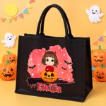 Personalisierte Halloween Fledermaus Cartoon Charakter große Kapazität Tragetasche mit Namen Halloween Party Geschenk für Kinder