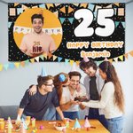 Drapeaux Personnalisés Rubans Photo Bannière d'Anniversaire avec Age et Nom Décoration d'Anniversaire Cadeau d'Anniversaire pour Amis Famille