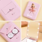 Espejo de maquillaje personalizado de doble cara con luz LED y nombre para niñas bailarinas amantes del ballet