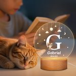 Veilleuse LED Personnalisée avec Nom Initiale et Motif d'Animal Décoration de Chambre Lumières Douces Cadeau Anniversaire pour Enfant