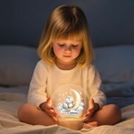 Personligt LED-nattljus med namn, datum och träfot Månstjärnor Söta djur barnkammardekor doppresent födelsedagspresent för barn