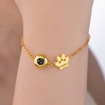 Personlig Paw Print Design Photo Projection Armbånd med 1-5 navn Dainty Smykker Pet's Day Bursdagsgave til kvinner kjæledyrelskere eiere