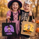 Personalisierte Halloween Fledermaus Cartoon Charakter große Kapazität Tragetasche mit Namen Halloween Party Geschenk für Kinder