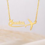 Personalised Airplane Sterling Silver Name Women Necklace Dainty Jewellery Birthday Anniversary Gift for Travel Lovers Pilots Flight Attendants