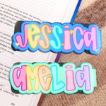 Personalized Flower Heart Bright Colored Letter Magnet Bookmark Clip with Name Birthday Back to School Gift for Bookworms