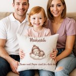 Personalisierter Weicher Kissenbezug mit Schlafendem Tier Kaninchen Bär Namen Datum und Text Haus Deko Weihnachts- und Geburtstagsgeschenk für Kinder