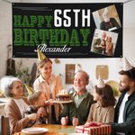Personligt flerfärgat Happy Birthday-banner med 2 foton och namn Heminredning Födelsedagspresent till vänner familj