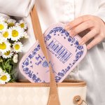 Spersonalizowane pudełko na biżuterię z lusterkiem do makijażu LED Toile De Jouy Birth Flower Bible Chapter Name Pudełko na biżuterię ze skóry PU z lusterkiem do makijażu LED Prezent urodzinowy dla ch