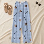 Pantalones de pijama a rayas personalizados con foto de cara, nombre y bolsillo Regalo de cumpleaños para fiesta de uso diario para los dueños de mascotas de la familia