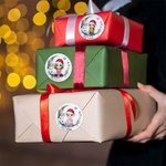 Personalized Moon Floral Santa Hat Cartoon Character Waterproof Stickers Labels with Name Gift Decor Christmas Party Favors for Family Kid