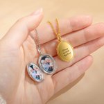 Gepersonaliseerde Ovale Medaillonketting met 2 Foto’s en Gegraveerde Tekst – Moederdag Verjaardag Sieradencadeau voor Vrouwen