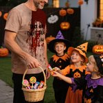 Personalised Horror Bloody Printed Soft Funny Men's T-shirt with Name and Text Trick or Treat Spooky Season Halloween Gift for Men