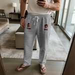 Pantalones de pijama a rayas personalizados con foto de cara, nombre y bolsillo Regalo de cumpleaños para fiesta de uso diario para los dueños de mascotas de la familia