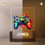 Personalisierte bunte Splash Ink Gamepad LED-Nachtlicht mit Pixel Name und hölzerne Basis Kinderzimmer Dekoration Geburtstagsgeschenk für Kinder