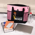 Sac à Épaule de Grande Capacité Personnalisé avec Personnage Cartoon Nom et Profession Accessoire avec Poches en Maille Cadeau pour Enseignant