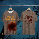 Personalised Horror Bloody Printed Soft Funny Men's T-shirt with Name and Text Trick or Treat Spooky Season Halloween Gift for Men
